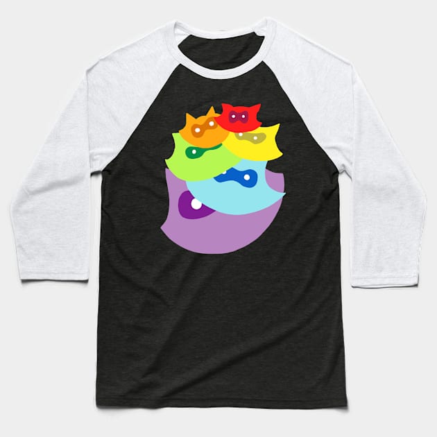 Rainbow Raccoon Stack Baseball T-Shirt by SNK Kreatures